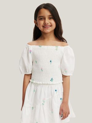 Cotton On Kids GIRL White Katelyn Short Sleeve Top