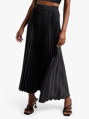 Satin Pleated Maxi Skirt