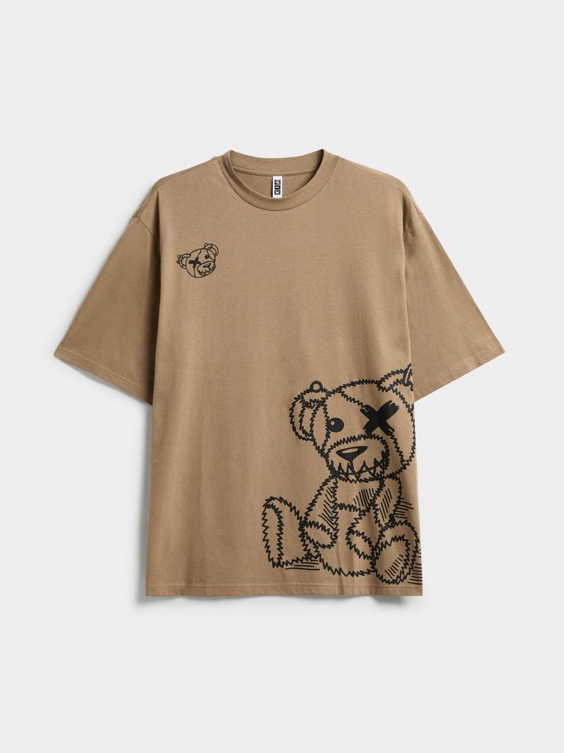 Men's Black Patched Teddy Graphic Top - Bash.com