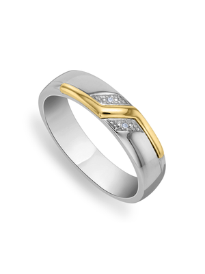 Yellow Gold & Silver Diamond Men's Wedding Band