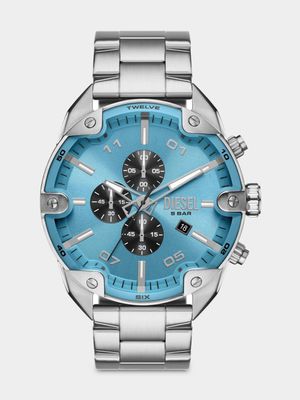 Diesel Spiked Blue Dial Stainless Steel Chronograph Bracelet Watch