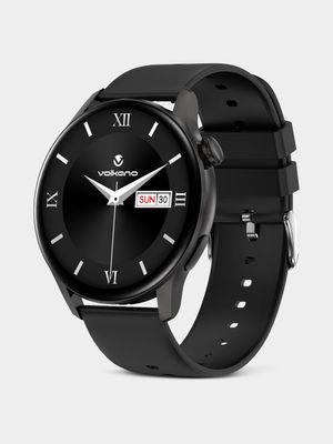 Volkano Fit Forte Series Black Plated Leather  & Silicone Smart Watch