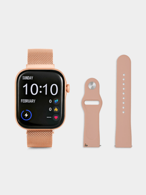 Tempo Pulse 12.0 Rose Plated Square Mesh & Tan Silicone Smart Watch