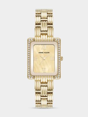 Anne Klein Rectangular Gold Plated Bracelet Watch