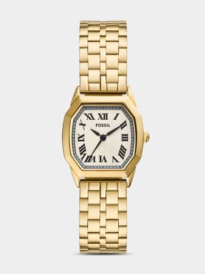 Fossil Harlowe Cream Dial Gold Plated Stainless Steel Bracelet Watch