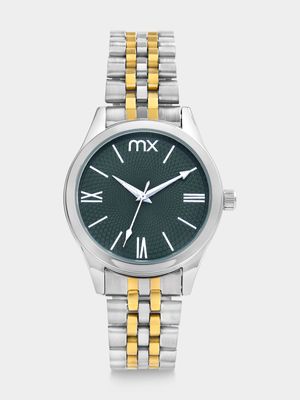 MX Gold Plated Green Dial Two-Tone Bracelet Watch