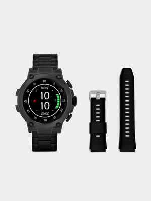 Tempo Pulse 13.0 Black Plated Round Bracelet and Silicone Smart Watch