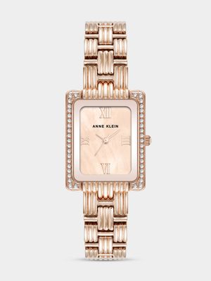 Anne Klein Rectangular Rose Plated Bracelet Watch