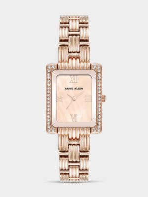 Anne Klein Rectangular Rose Plated Bracelet Watch