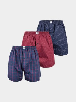 MKM 3 PACK GINGHAM & PAISLEY WOVEN BOXER