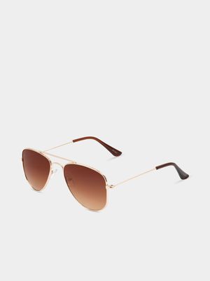 Boy's Gold Aviator Sunglasses