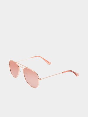 Girl's Rose Gold Aviator Sunglasses