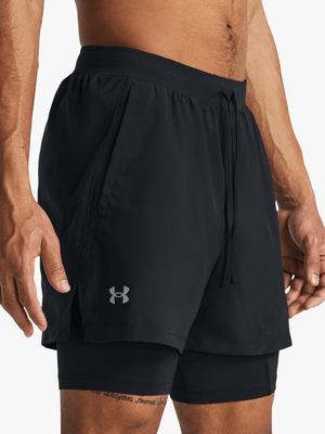 Mens Under Armour Launch 5" 2in1 Black Shorts