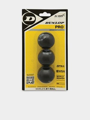 Dunlop Pro 3 Yellow Double Dot Blister 3-pack Squash Balls