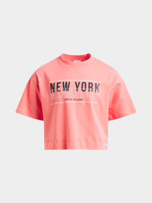 Girls TS NY Move Boxy Coral Tee