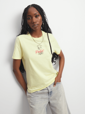 Redbat Women's Soft Yellow Graphic T-Shirt