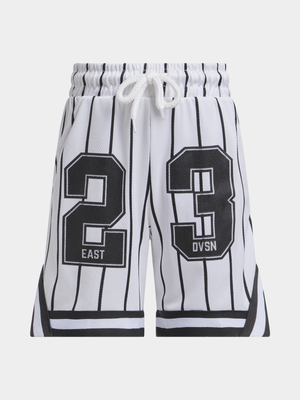 Jet Younger Boys White/Black Basketball Shorts