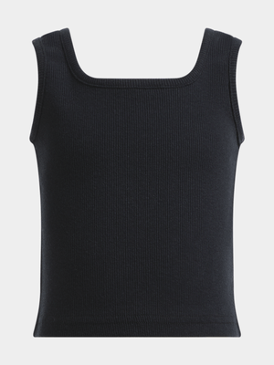 Jet Younger Girls Black Rib Vest