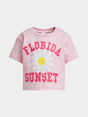 Jet Younger Girls Pink Florida Boxy T-Shirt