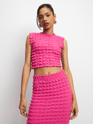 Women's Pink Co-Ord Bubble Vest