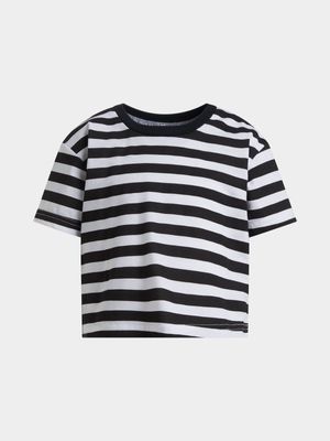 Jet Younger Girls Black/White Striped T-Shirt