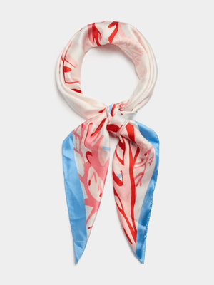 Summer Coral Print Square Scarf