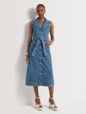 Luella Denim Sleeveless Button Through Dress