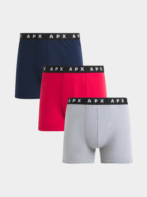 Mens APX 3Pack Cotton Elastane Knit Boxers Navy