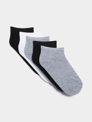 Jet Boys Older 5 Pack Multicolour Lowcut Socks