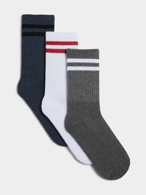 Jet Teen Boys Multicolour 3 Pack Sport Socks