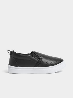 Jet Younger Boys Black/White Slip On Sneakers