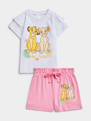 Jet Toddler Girls White/Pink Simba & Nala Set