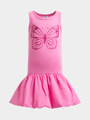 Jet Younger Girls Pink Butterfly Bubble Dress