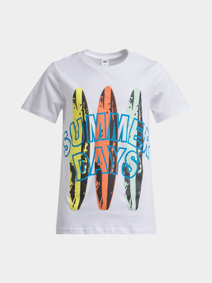 Jet Older Boys White Summer Days Graphic T-Shirt