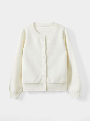 Cotton On Kids White Girl Charlotte Sparkle Knit Cardigan