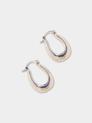 Women's Cotton On Silver Mid Hoop Earring