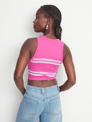 Women's Pink & White Stripe Seamless Vest