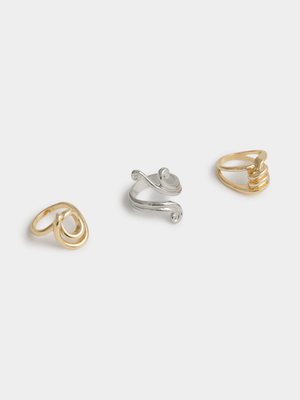 3 Pack Squiggle Rings