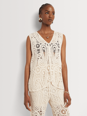 Openwork Button-Thru Vest