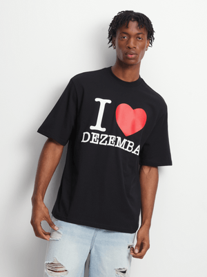 Men's Black I Luv Dezemba Graphic Top