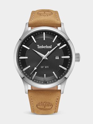 Timberland Trumbull Stainless Steel Black Dial Tan Leather Watch