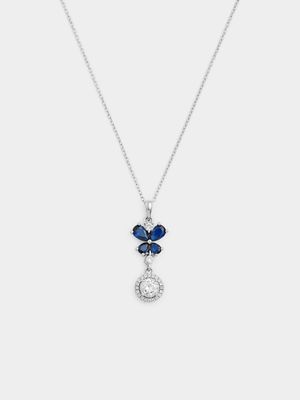 Sterling Silver Blue Spinel & White Sapphire Butterfly Pendant