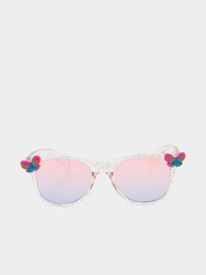 Girl's Pink Glitter Butterfly Sunglasses