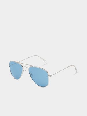 Boy's Blue & Silver Aviator Sunglasses