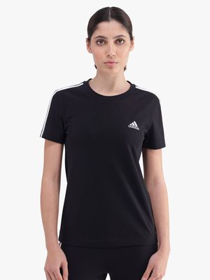 Womens adidas Essential 3-Stripes Black/White Tee