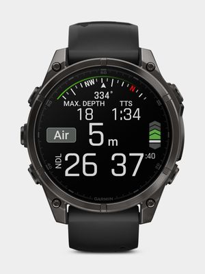 Garmin Fenix 8 47mm Sapphire, Carbon grey DLC titanium with Black/pebble grey silicone band