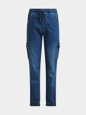 Jet Older Boys Mid Blue Cargo Jeans