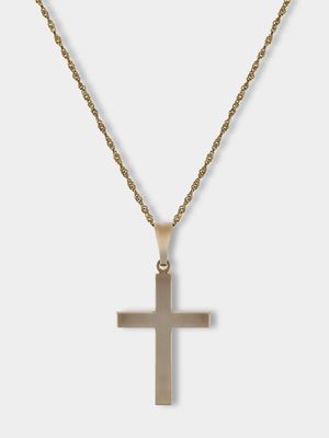 Sterling Silver & Yellow Gold Classic Plain Cross on Chain