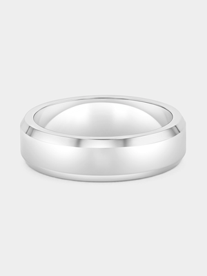 Silver Plated Stainless Steel Polished Bevel Edge Ring