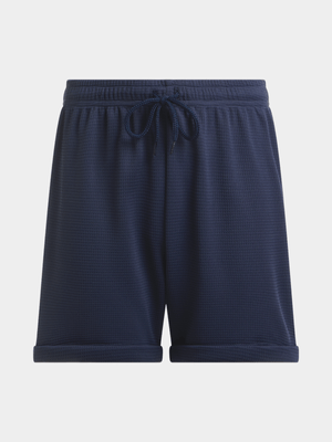 Younger Boy's Navy Textured Shorts